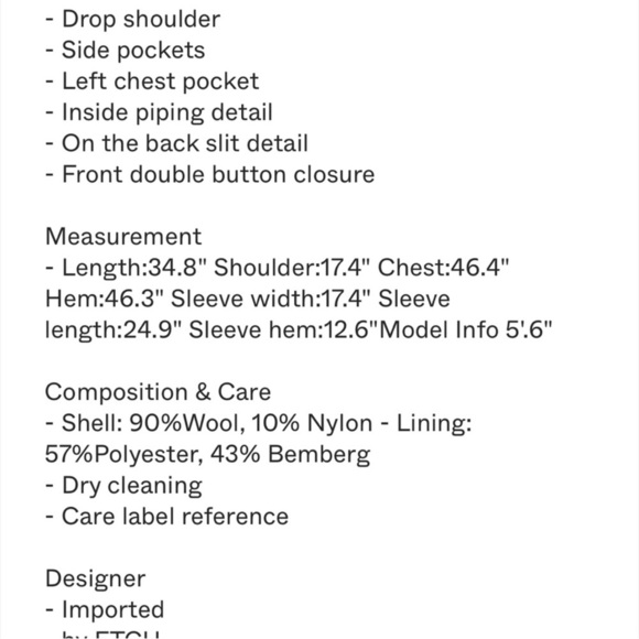 ETCH Wool Blend Blue Heavy Winter Pea Coat - Picture 15 of 16